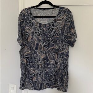 J. Jill Blue and Beige Paisley Ellipitical Tee